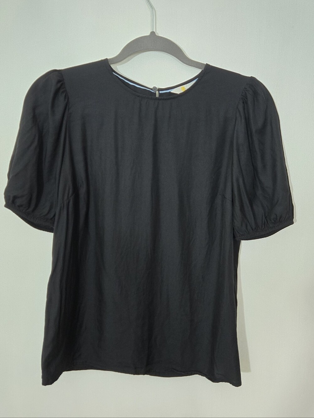 Boden Black Silk Blend Pleated Neck Short Sleeve Blouse WA460 US 6 UK 10
